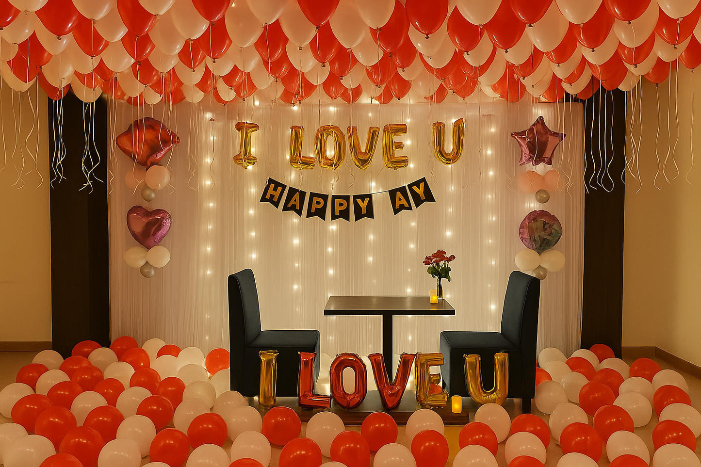 Romantic "I Love You" Balloon Decoration - PARTYFOXX