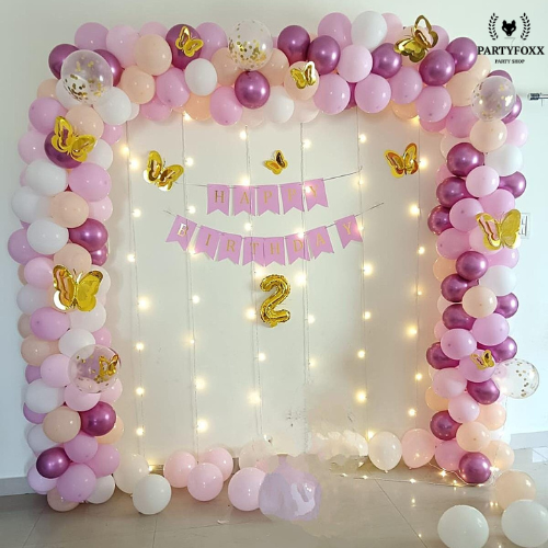 Butterfly-Themed Birthday Balloon Decoration for Home - PARTYFOXX
