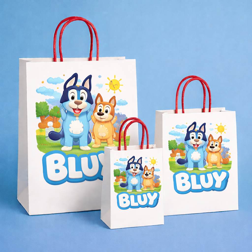 Bluy-Style In the Dark Theme Paper Carry Bags for Return Gifts