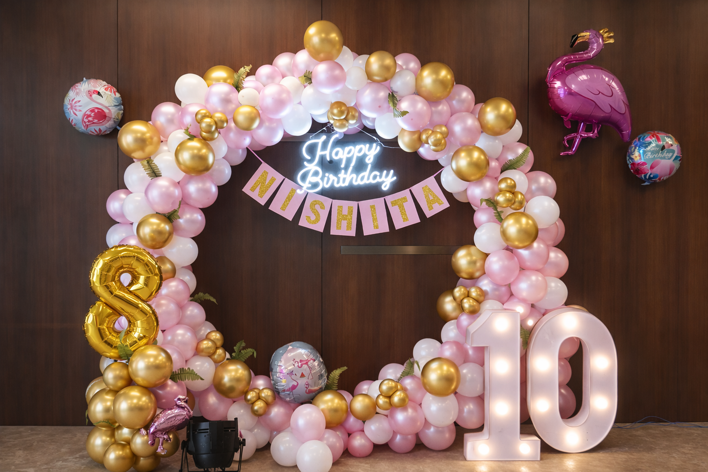 Pink & Gold Ring Backdrop Birthday Decoration - PARTYFOXX