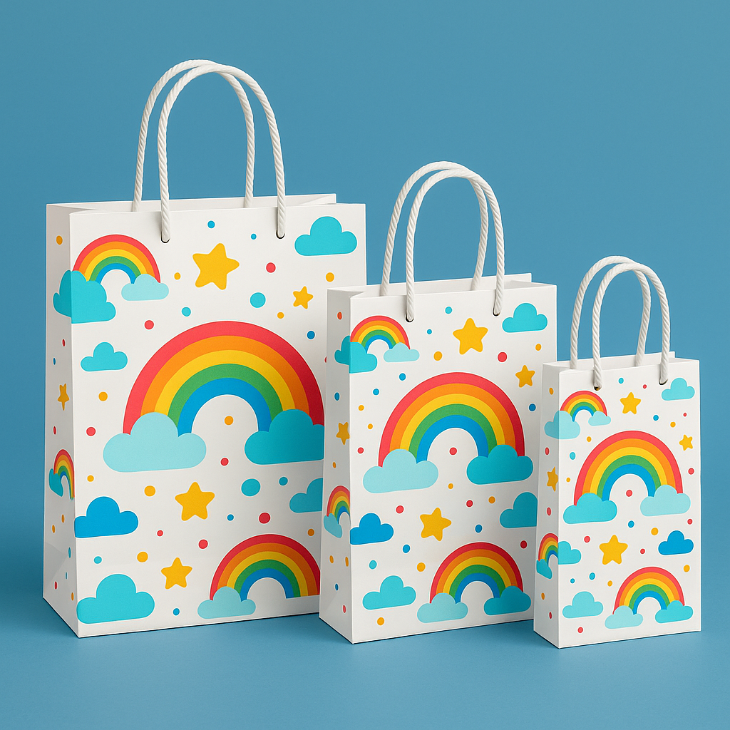 Rainbow Theme Paper Carry Bags for Return Gifts - PARTYFOXX