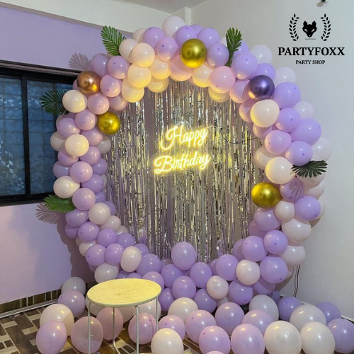 Elegant Pastel Balloon Ring Backdrop for Birthday Celebrations - PARTYFOXX