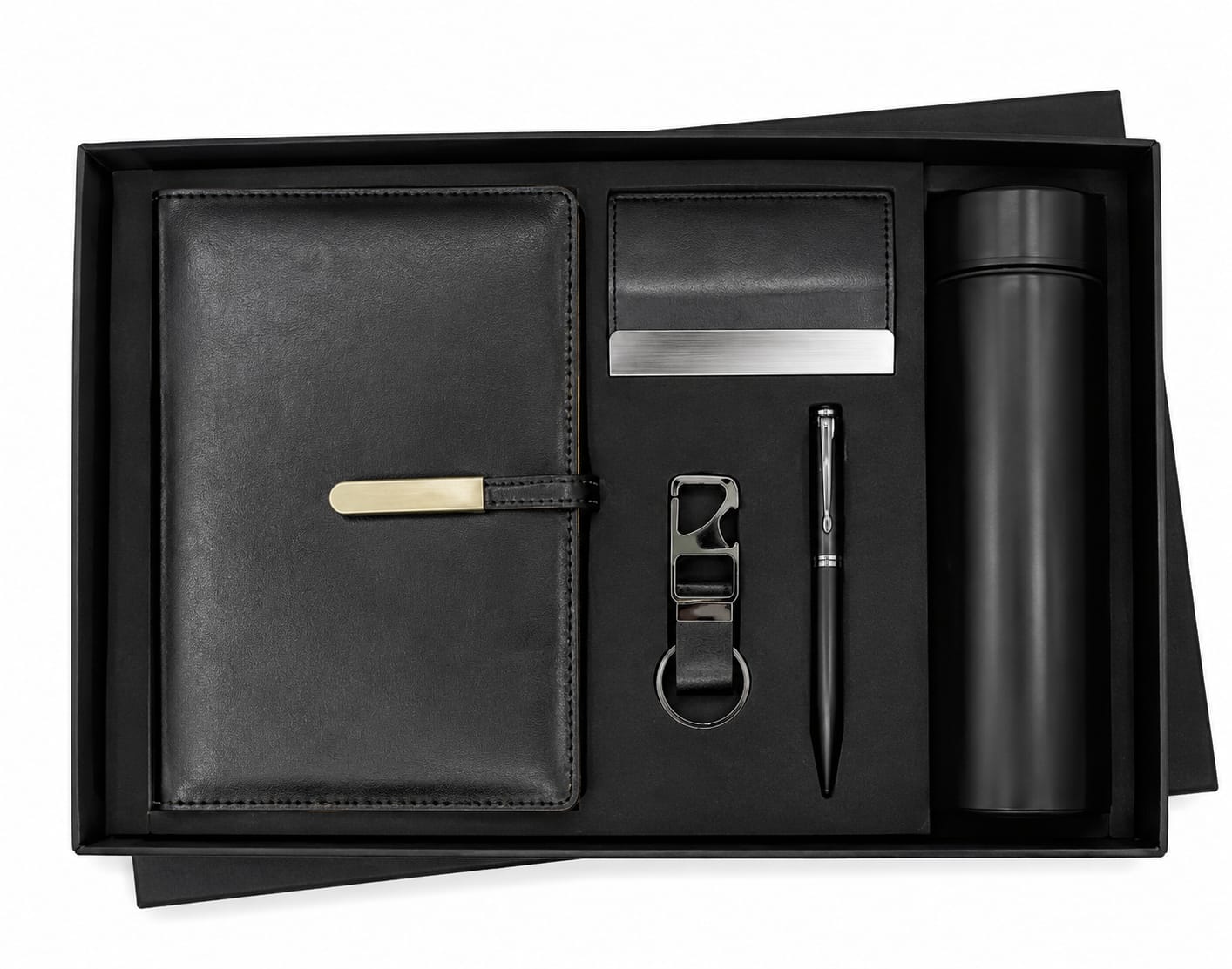 Slim Magnet Diary, Cardholder, Bottle, Pen & Keychain Corporate Gift Set