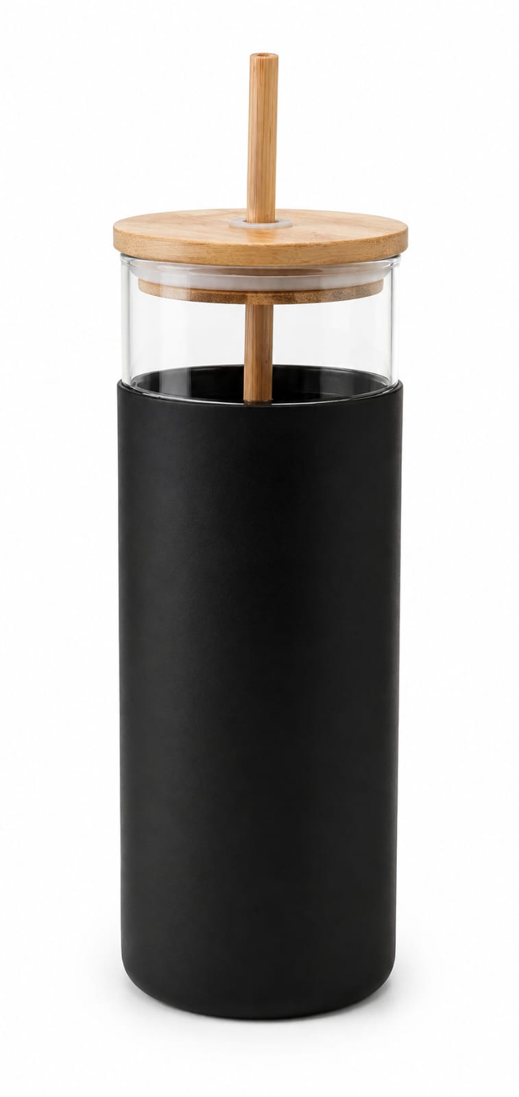 Bamboo Lid Glass Tumbler with Straw - PARTYFOXX