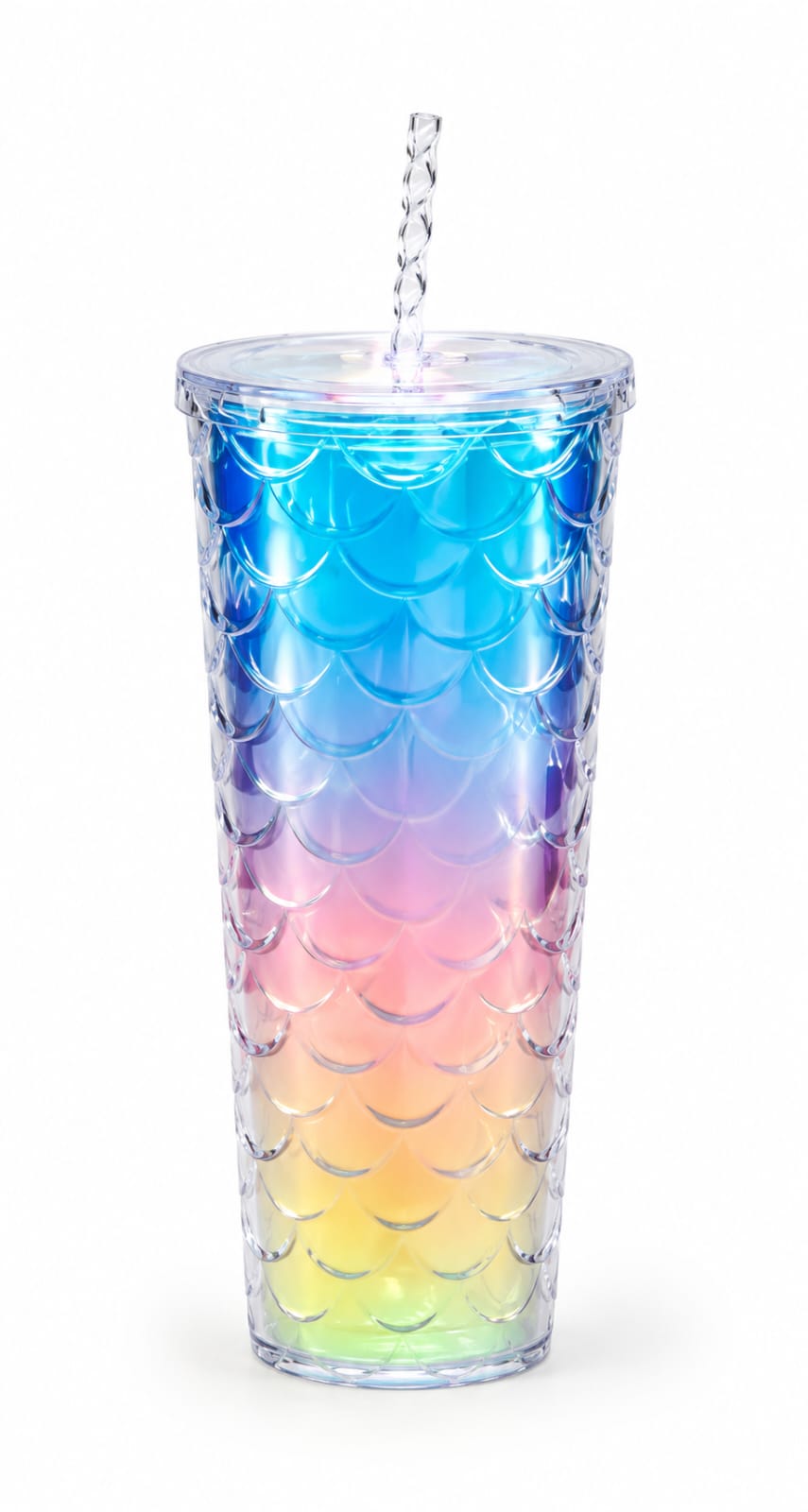 Premium Iridescent Mermaid Scale Tumbler with Lid & Straw - PARTYFOXX