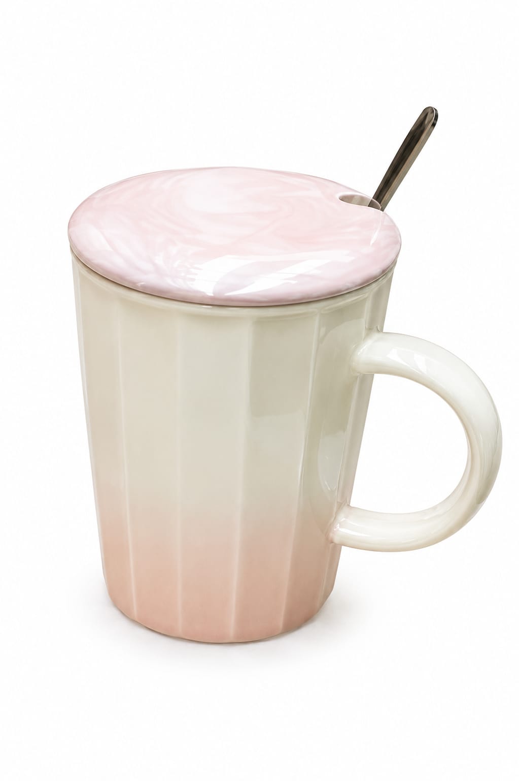 Premium Gradient Ceramic Coffee Mug with Lid & Spoon