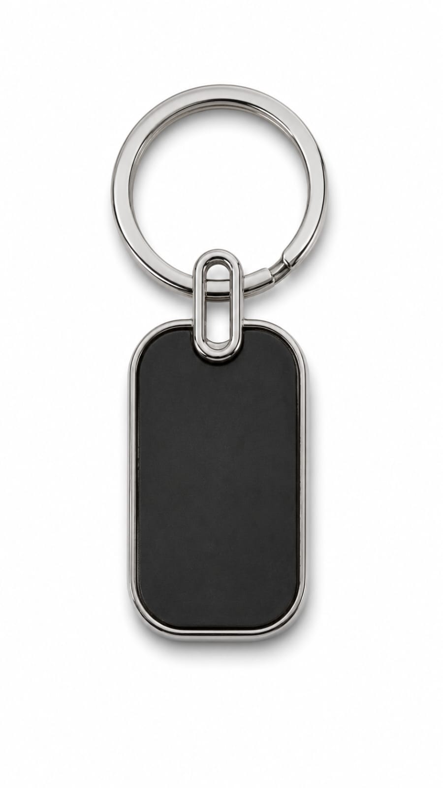 Premium Rectangular Metal Keychain with Black Insert