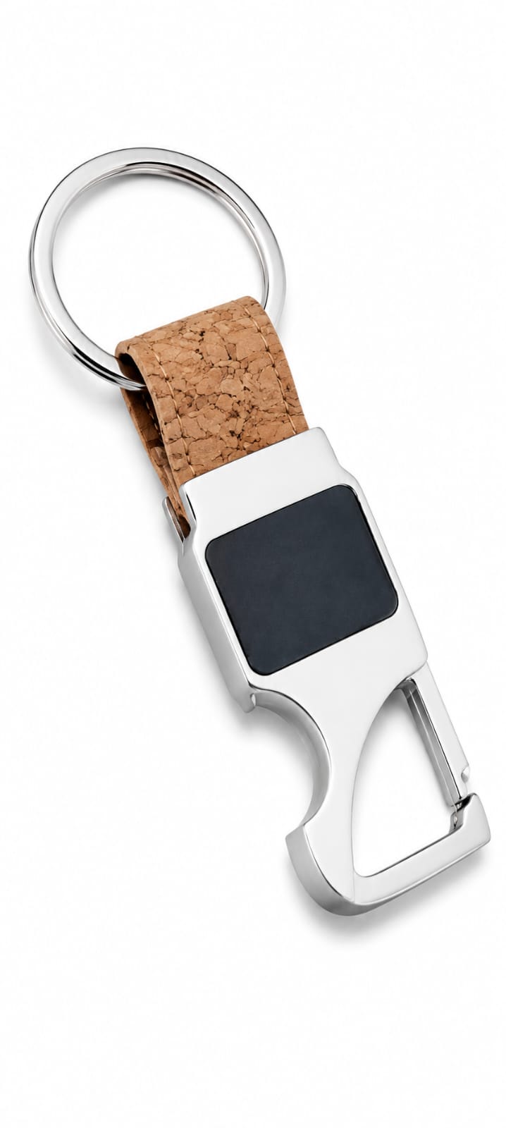 Premium Metal Carabiner Keychain with Cork Strap & Black Insert