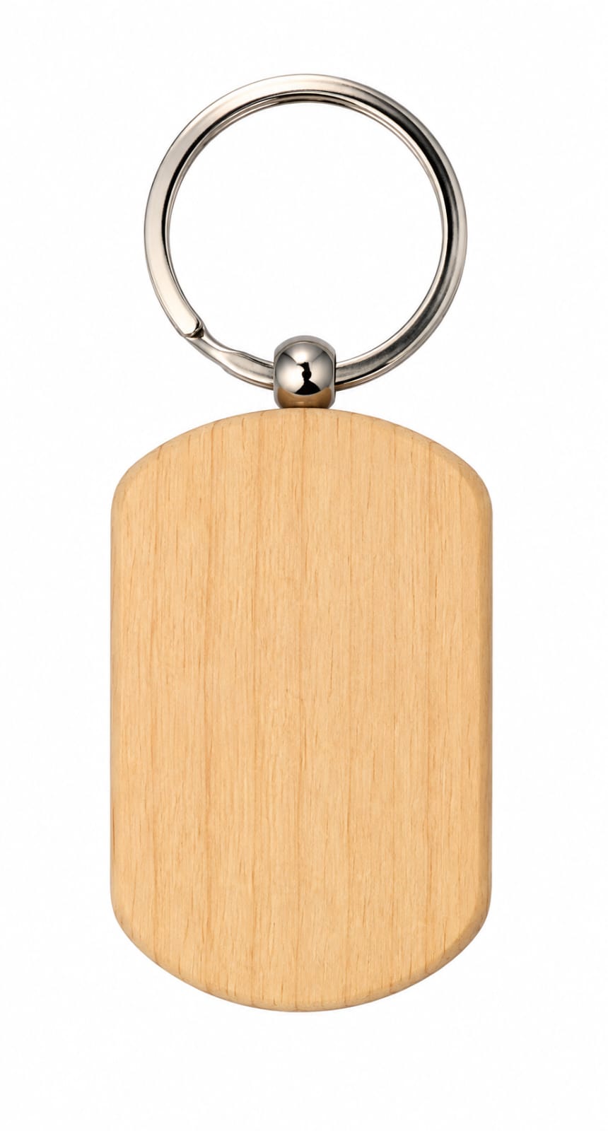 Premium Wooden Rectangular Keychain with Metal Ring