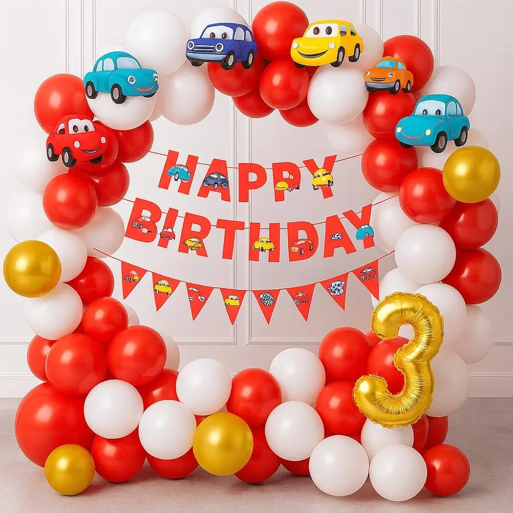 Birthday Decoration Kit for Home — Cars Theme - PARTYFOXX