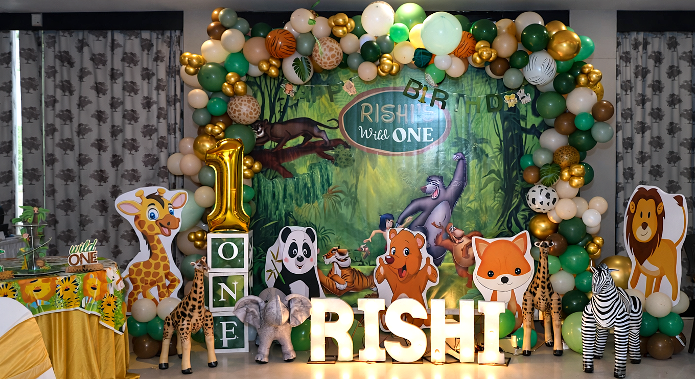 Rishi Wild One Birthday Setup – Rustic Safari Theme Decoration - PARTYFOXX