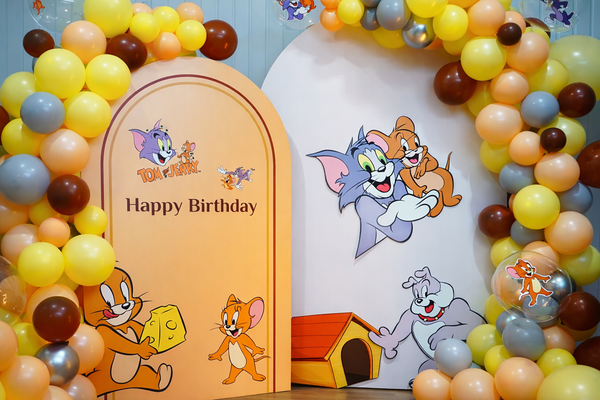 Jerry Theme Birthday Party Ring Backdrop - PARTYFOXX