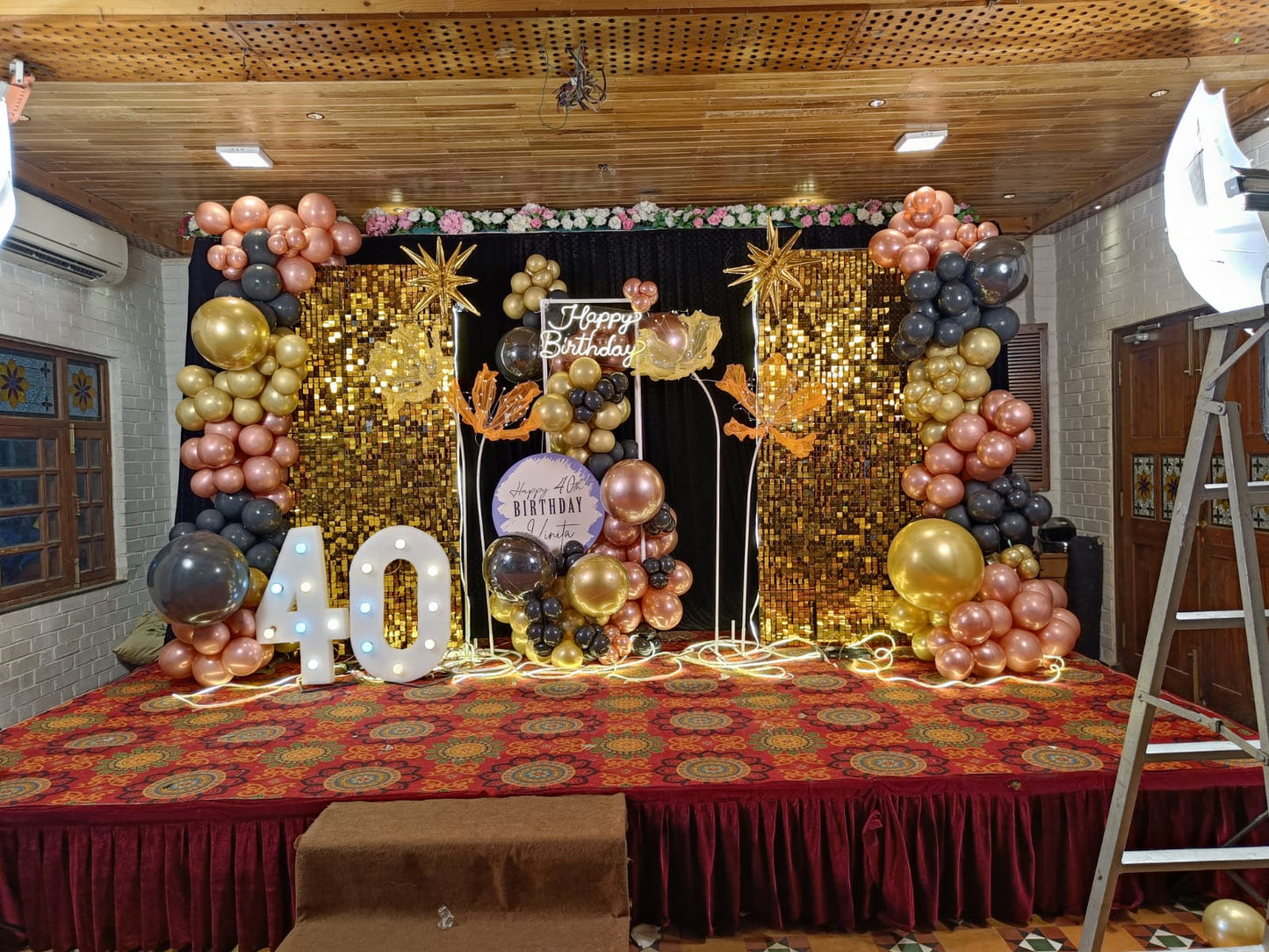 40th Birthday Golden Shimmer Backdrop Decoration - PARTYFOXX 