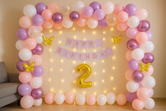 Butterfly-Themed Birthday Balloon  Decoration for Home - PARTYFOXX 
