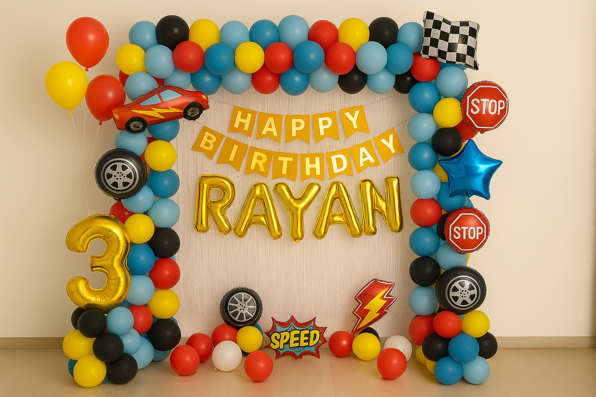 Cars Theme Birthday Balloon Decoration - PARTYFOXX 