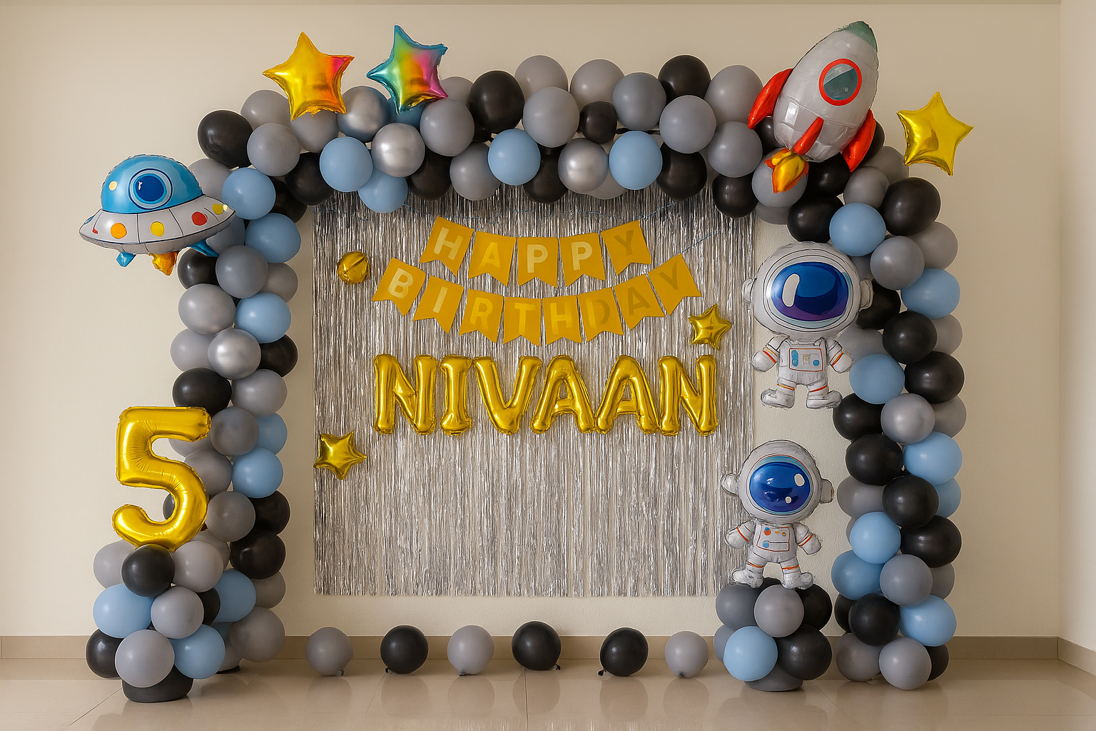 Space Theme Birthday Balloon Decoration - PARTYFOXX 