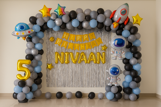 Space Theme Birthday Balloon Decoration - PARTYFOXX 
