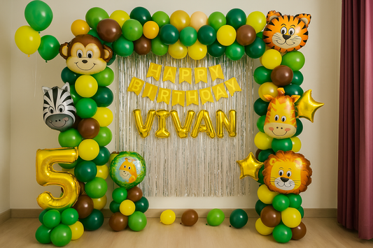 Jungle Theme Birthday Balloon Decoration - PARTYFOXX 