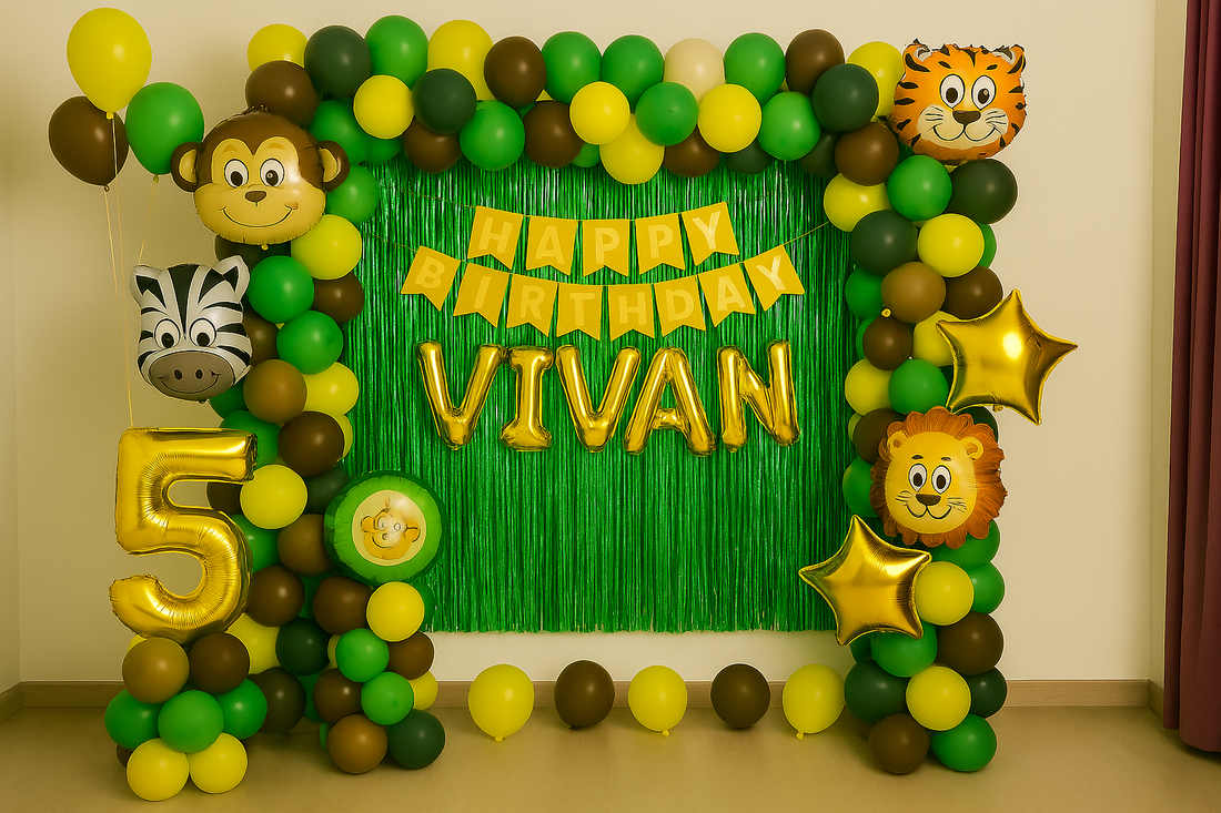 JungleTheme Birthday Balloon Decoration - PARTYFOXX 