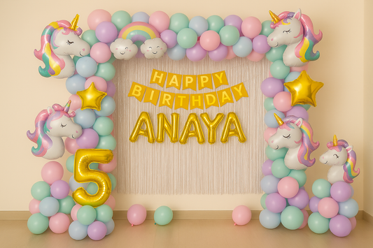 Unicorn Theme Birthday Balloon Decoration - PARTYFOXX 