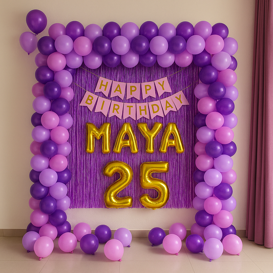 Premium Purple-Pink Balloon Decoration Setup home - PARTYFOXX 