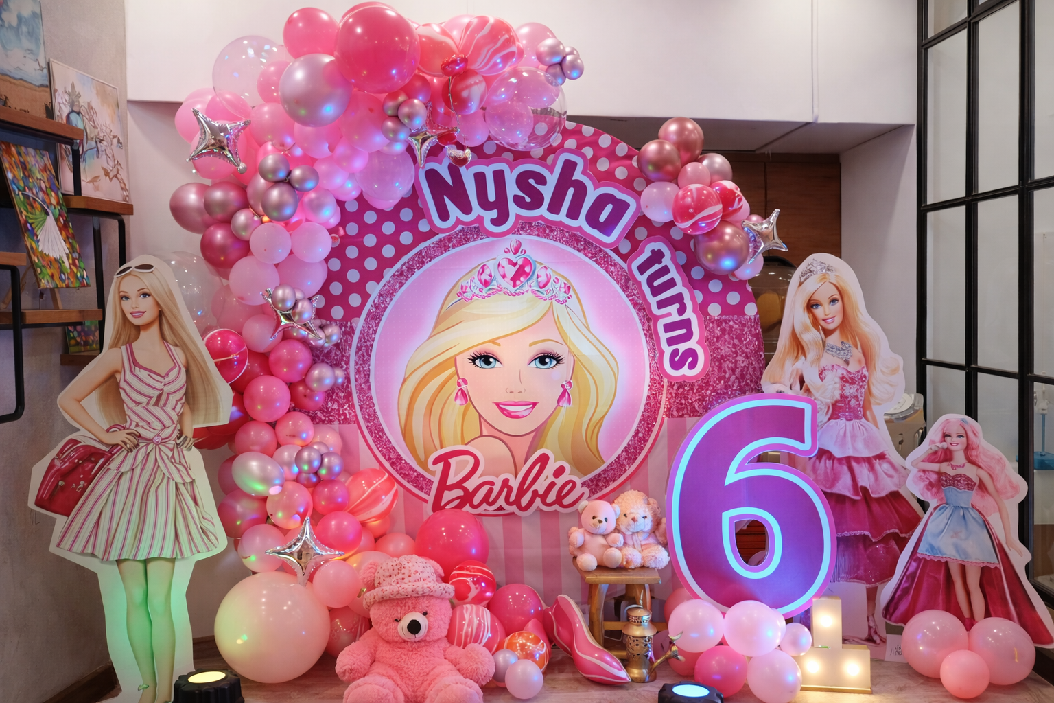 Barbie Theme Birthday Ring Backdrop Decoration - PARTYFOXX 