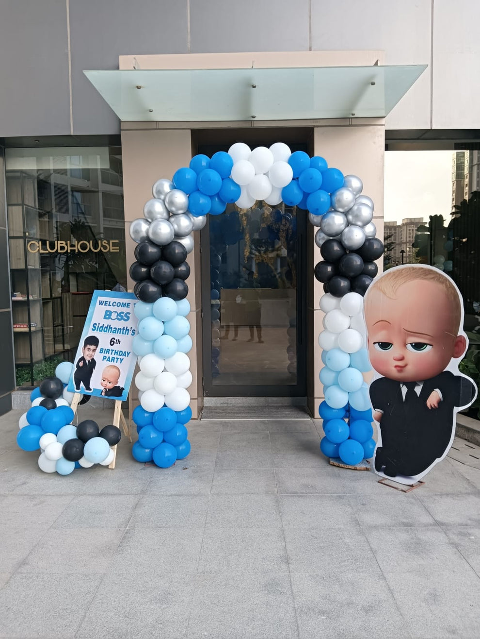 Boss Baby Theme Decoration – Silver Shimmer Backdrop – PARTYFOXX
