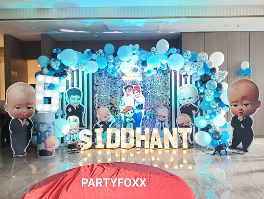 Boss Baby Theme Decoration – Silver Shimmer Backdrop - PARTYFOXX 