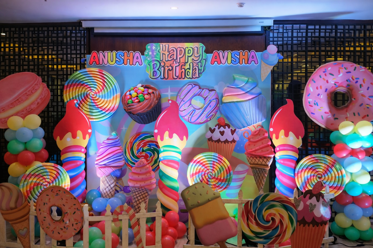 Candy-Filled Birthday Celebration Backdrop - PARTYFOXX 