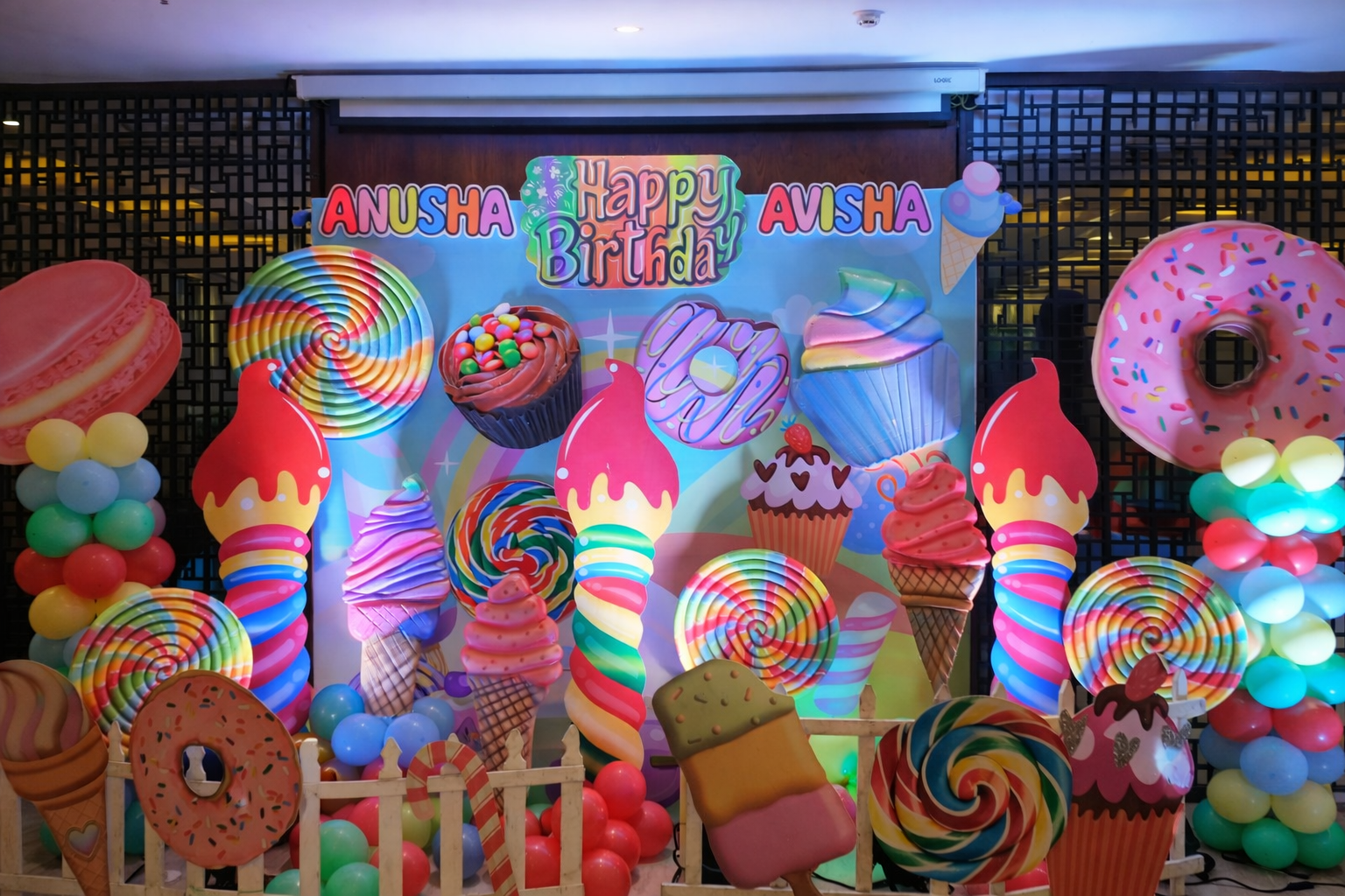 Candy-Filled Birthday Celebration Backdrop - PARTYFOXX 