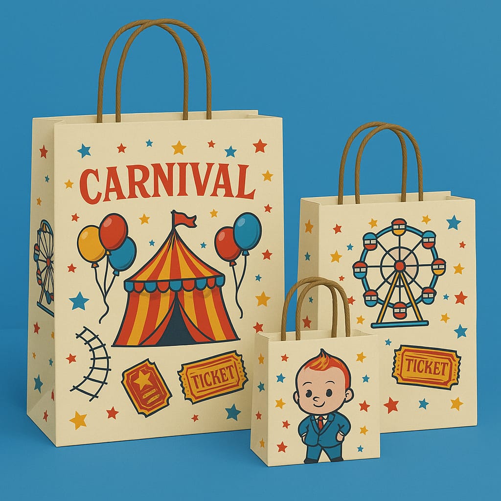 Carnival Theme Paper Carry Bags for Return Gifts - PARTYFOXX 