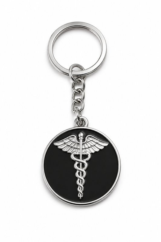 Premium House-Shaped Metal Keychain with Black Center Insert - PARTYFOXX 