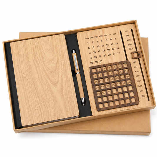 Wooden Diary with Calendar Set