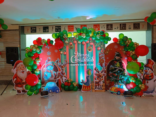 Christmas Theme Decoration with Printed Backdrop - PARTYFOXX 