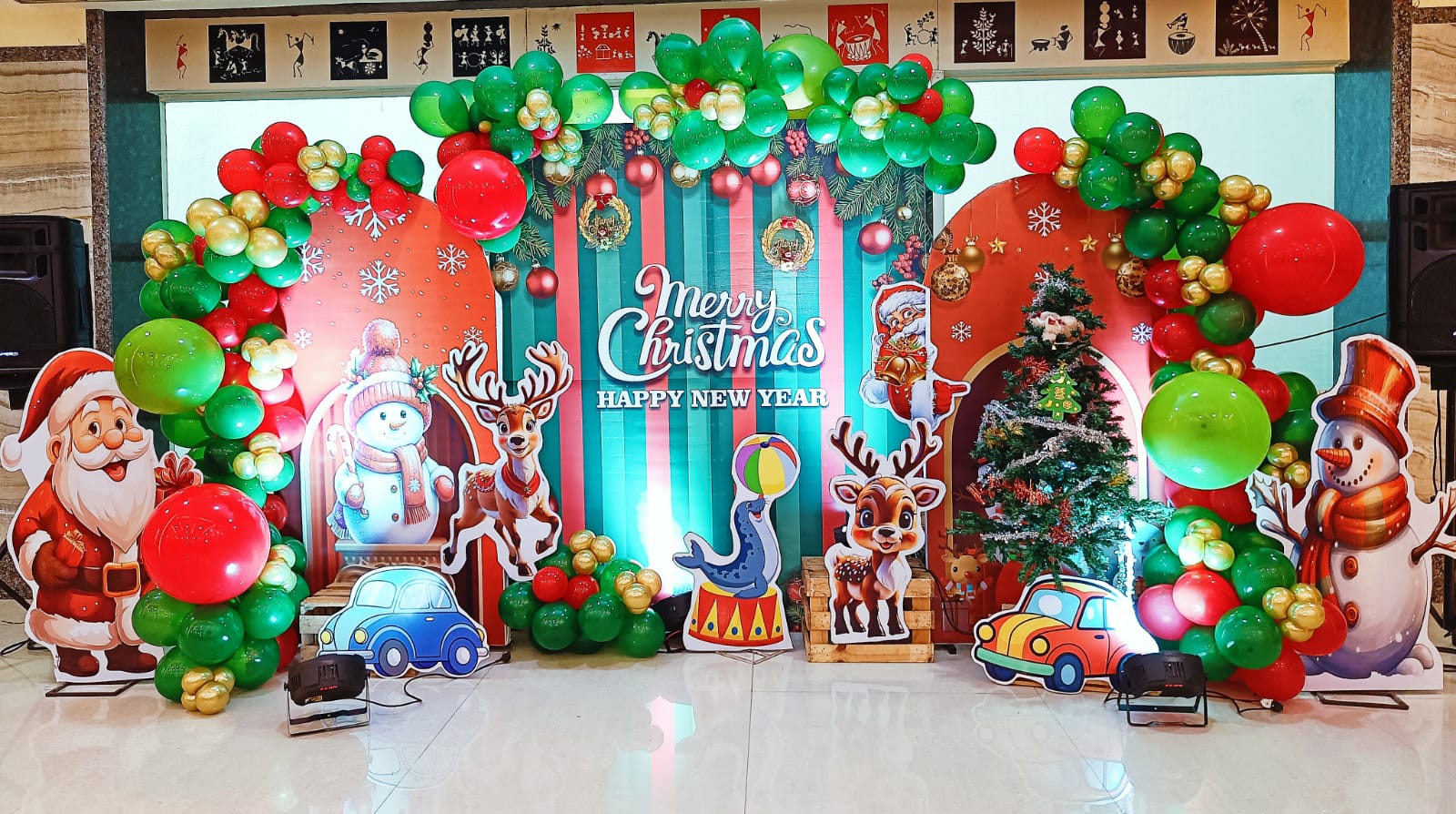 Christmas Theme Decoration with Printed Backdrop - PARTYFOXX 