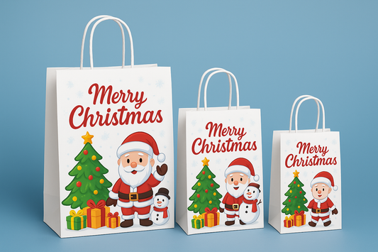 Merry Christmas Theme Paper Carry Bags for Return Gifts