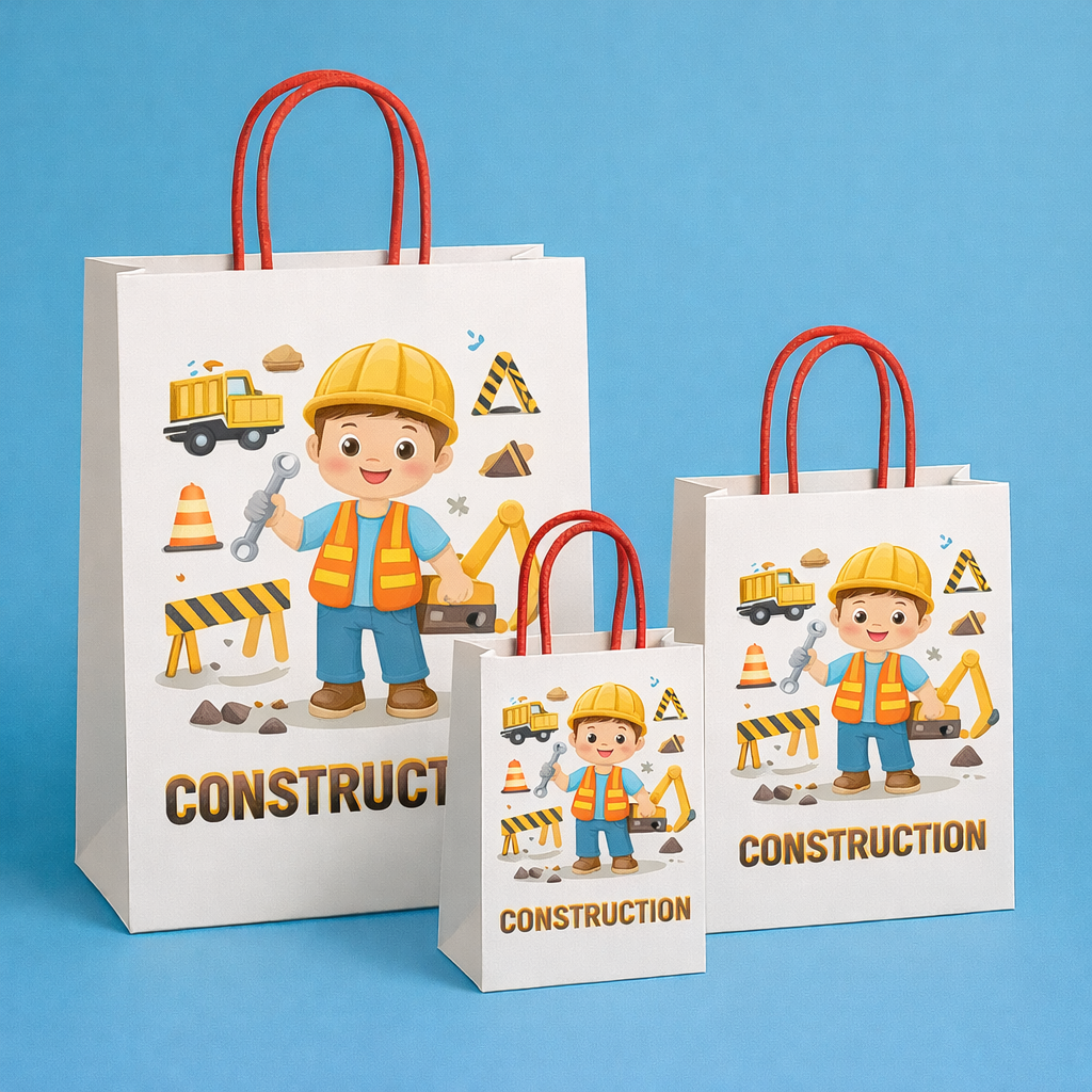 Construction In the Dark Theme Paper Carry Bags for Return Gifts - PARTYFOXX 