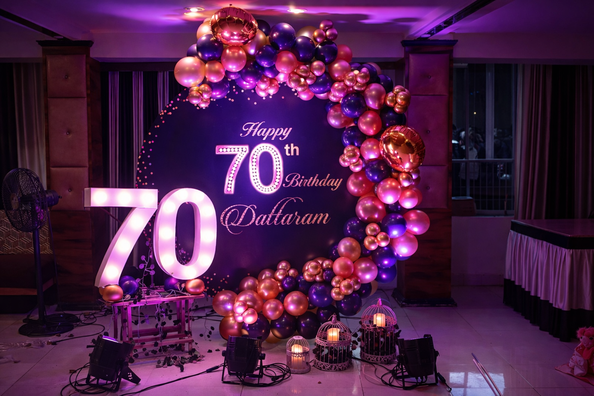 Elegant 70th Birthday Party Ring Backdrop