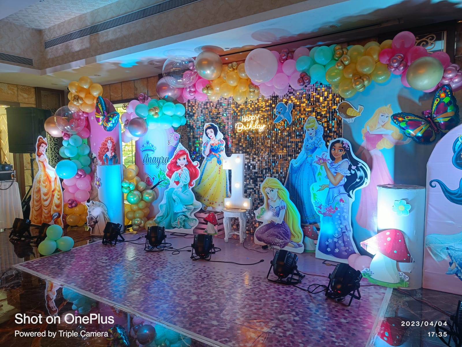 Grand Princess Theme Birthday Decoration with Shimmer Panel - PARTYFOXX 