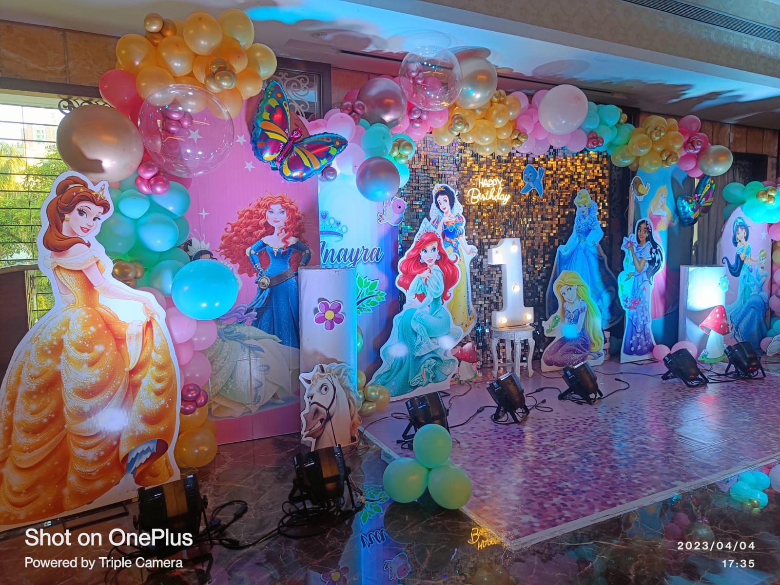 Grand Princess Theme Birthday Decoration with Shimmer Panel - PARTYFOXX 