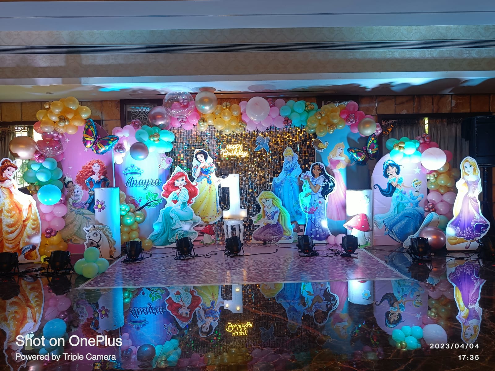 Grand Princess Theme Birthday Decoration with Shimmer Panel - PARTYFOXX 