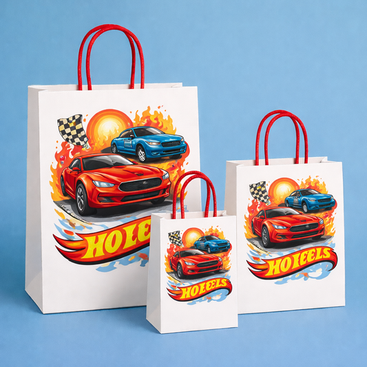 Hot Wheels–Style In the Dark Theme Paper Carry Bags for Return Gifts