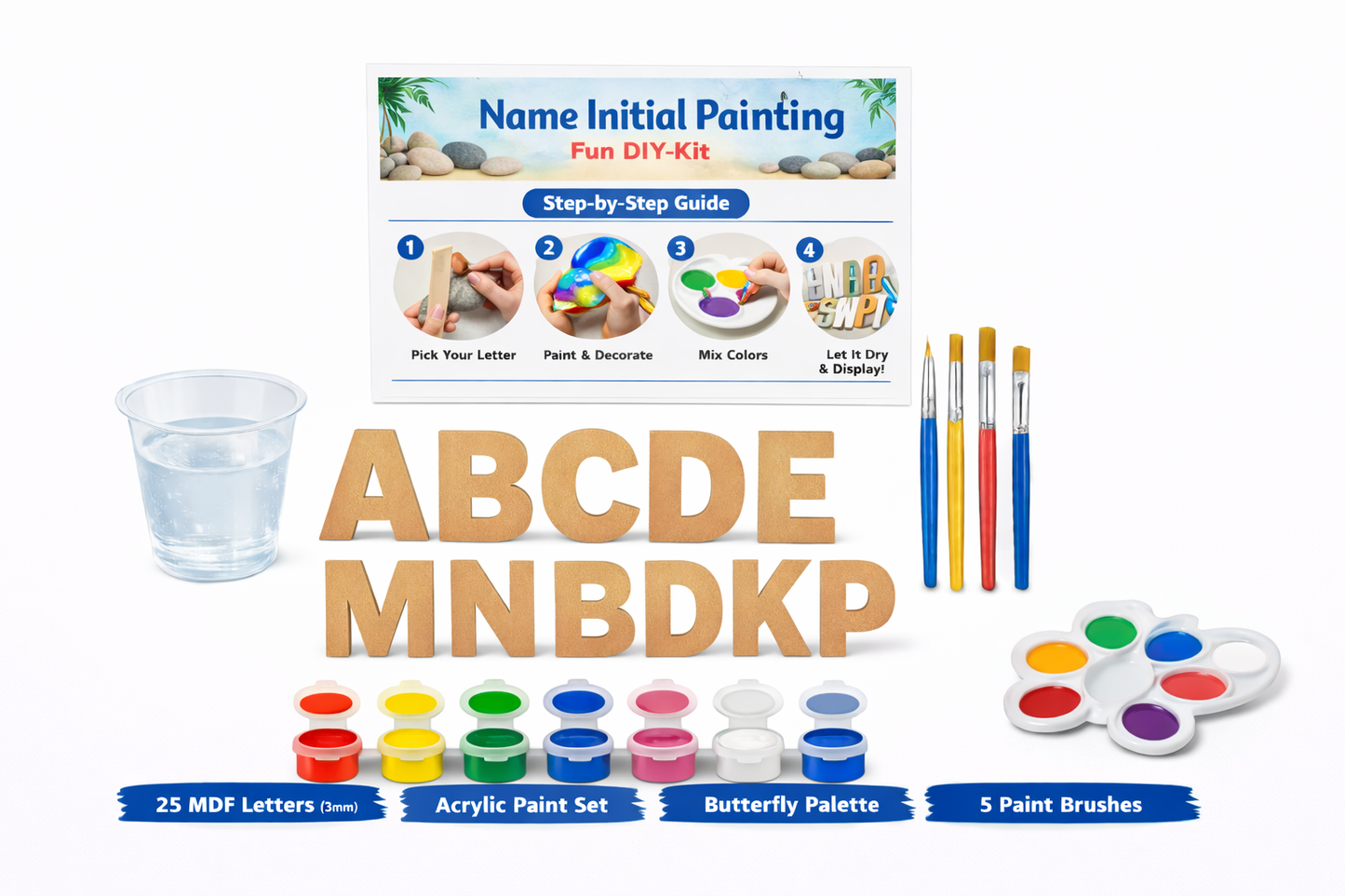 Name Initial Painting – Fun DIY Activity (25 Pieces) - PARTYFOXX 