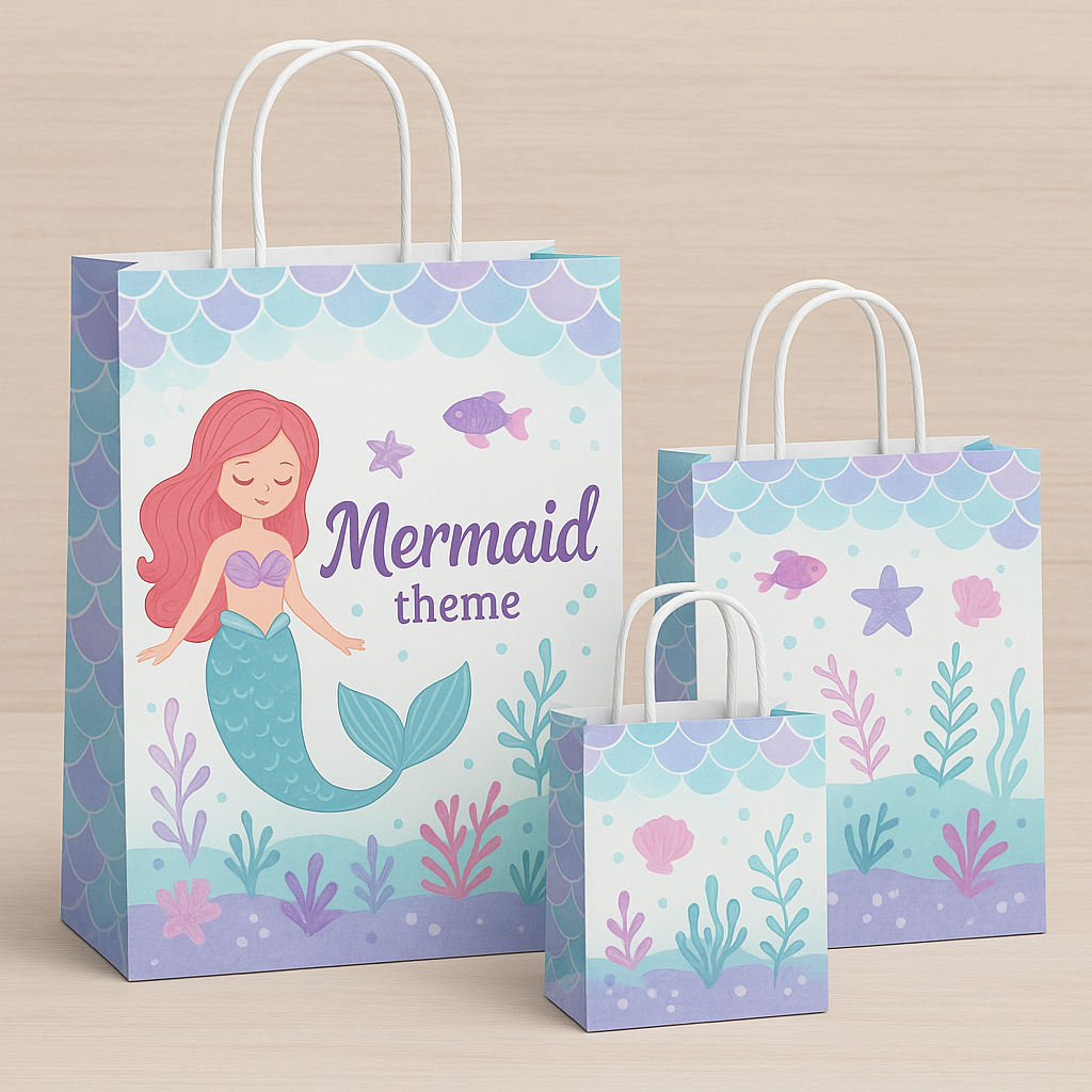 Mermaid Theme Paper Carry Bags for Return Gifts