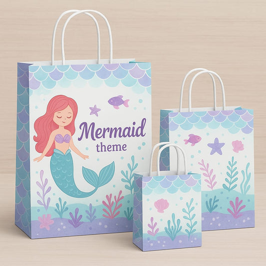 Mermaid Theme Paper Carry Bags for Return Gifts