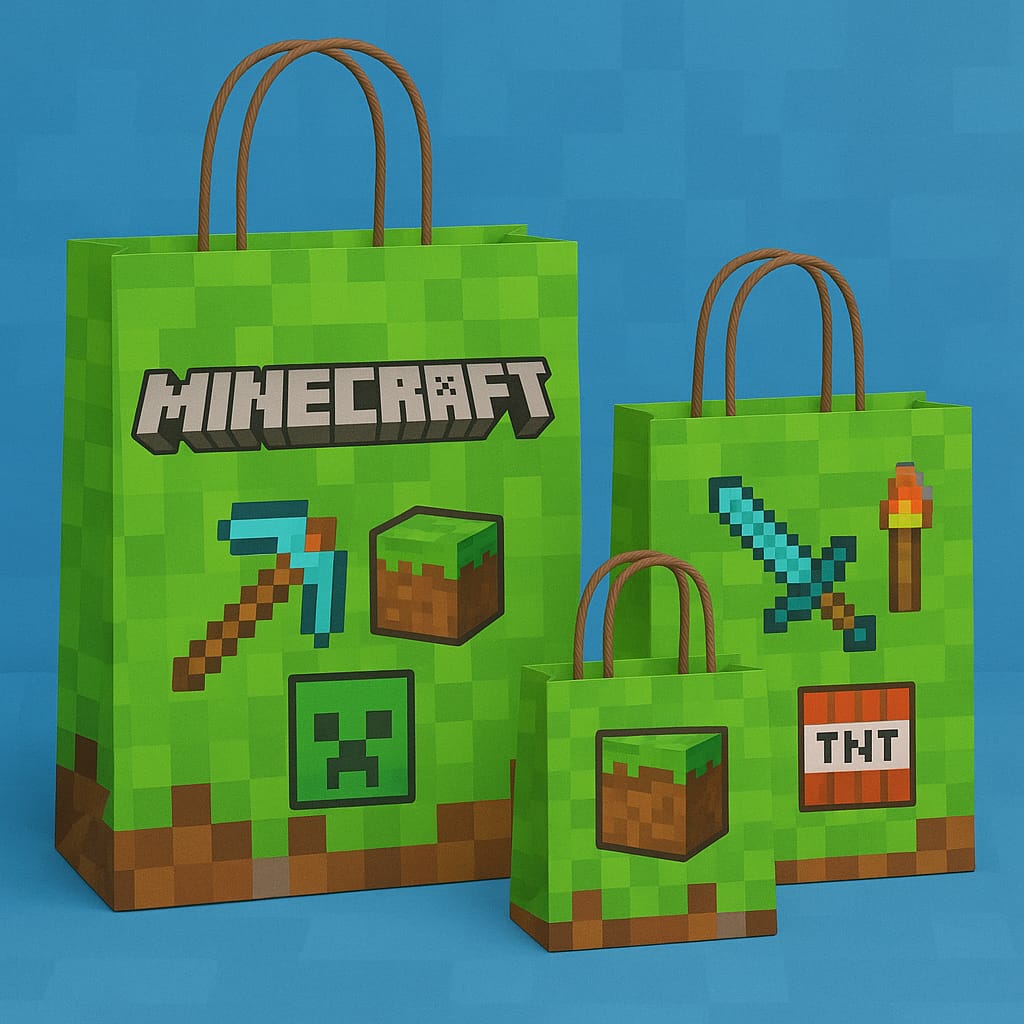 Minecraft Theme Paper Carry Bags for Return Gifts - PARTYFOXX 