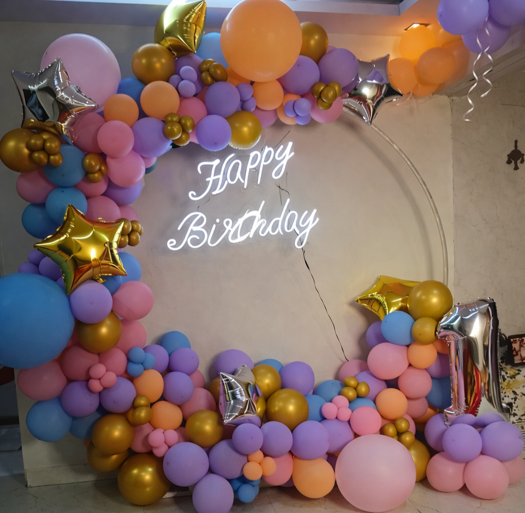 Pastel Balloon Ring Birthday Party Backdrop Decoration - PARTYFOXX 