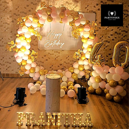 Black & Gold Birthday Party Decoration Set with Champagne Balloons - PARTYFOXX 