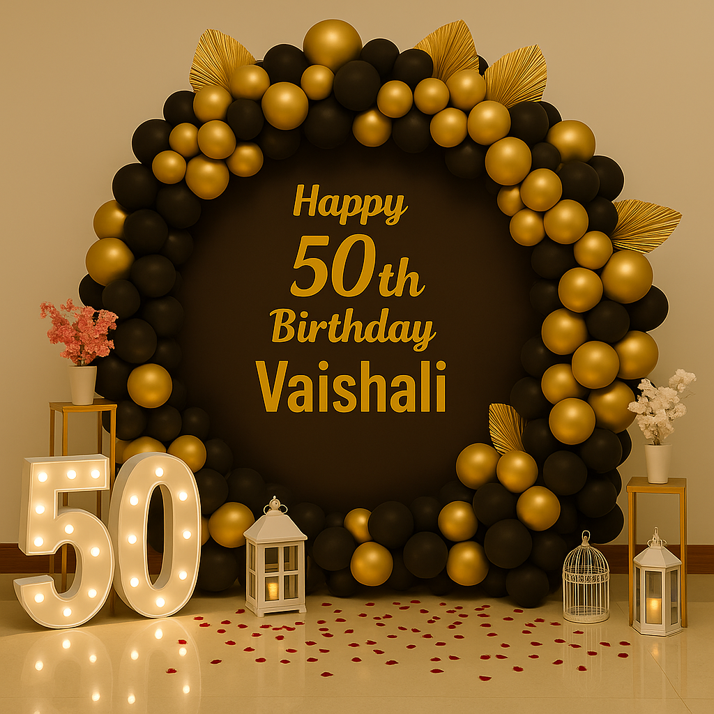 Premium 50th Birthday Balloon Ring Decoration - PARTYFOXX 