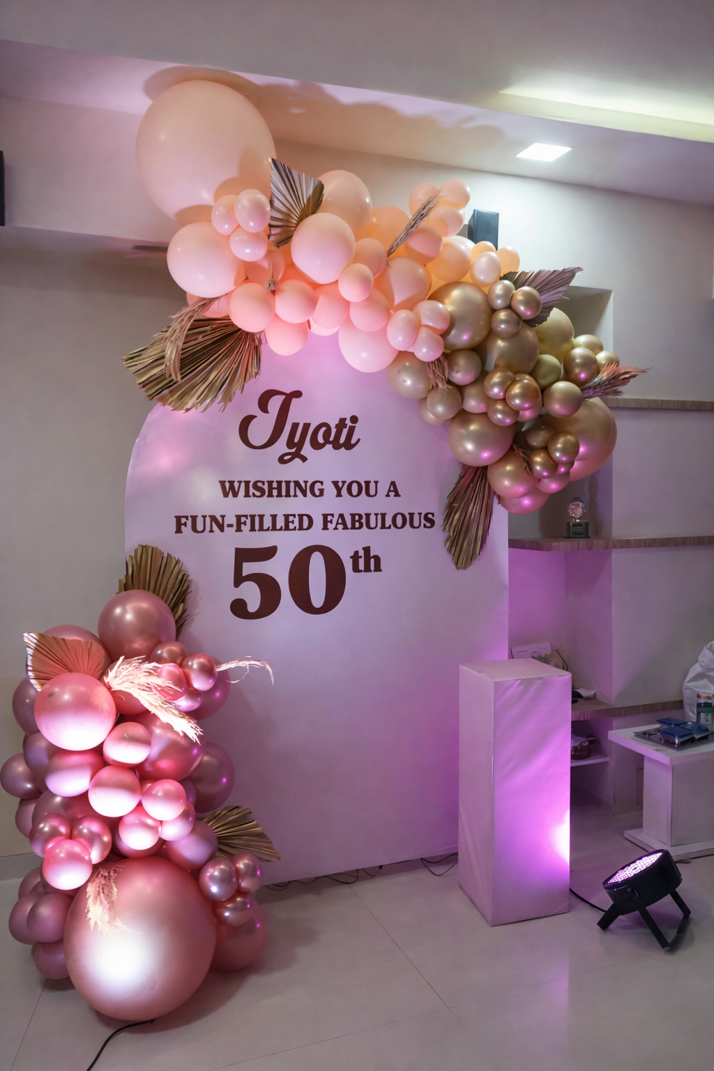 Rose Gold & Pastel 50th Birthday Ring Backdrop Decoration - PARTYFOXX 